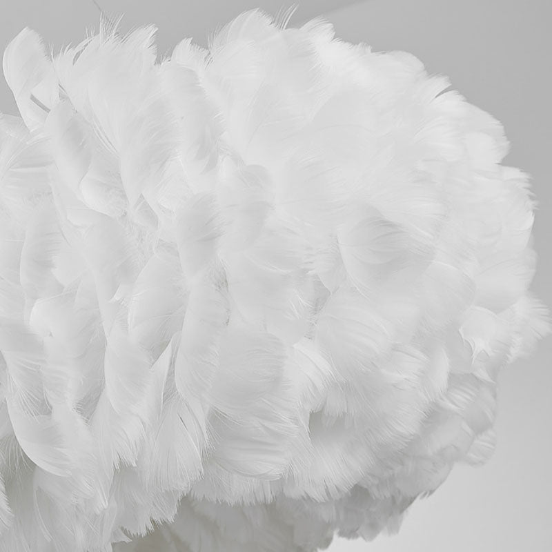 Multi-Kopf-Kronleuchterleuchten moderner Kronleuchter-Anhängerlampe mit weißem Federschatten