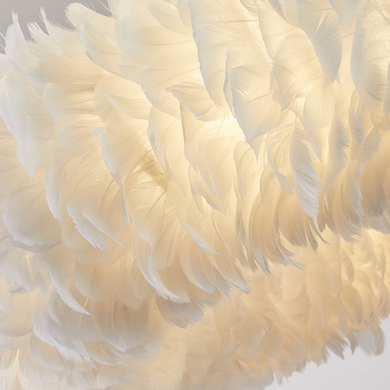 Multi-Kopf-Kronleuchterleuchten moderner Kronleuchter-Anhängerlampe mit weißem Federschatten