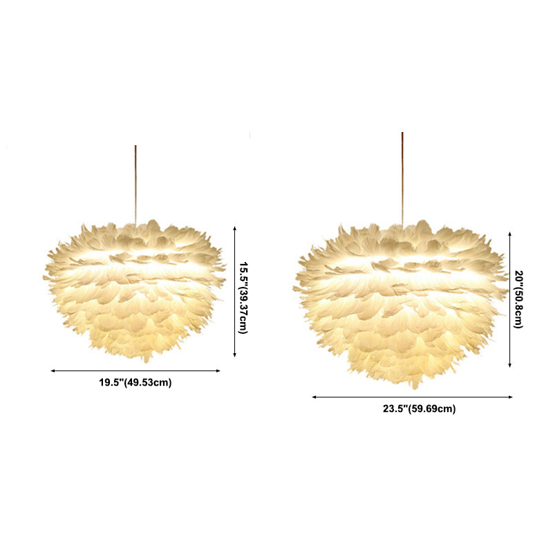 Lámpara de lámpara esférica lámpara moderna simplicidad de plumas de tono colgante para restaurante para restaurante
