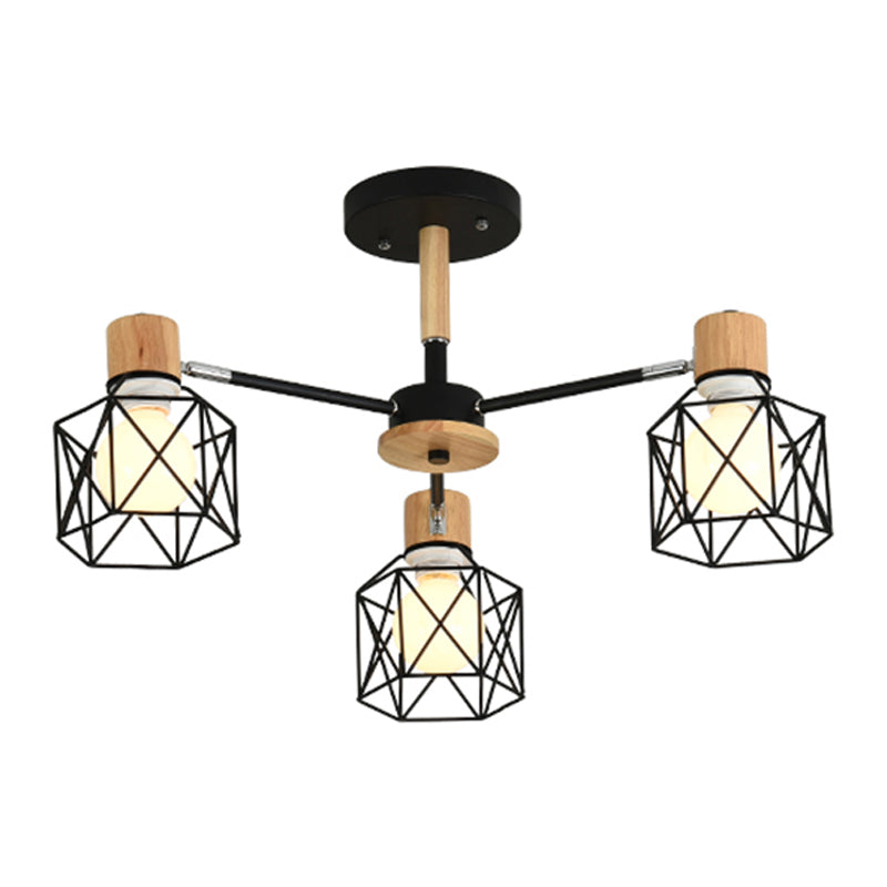 Käfigleuchter hungern hell einfacher Stil Holzdecke Anhänger Licht für Wohnzimmer