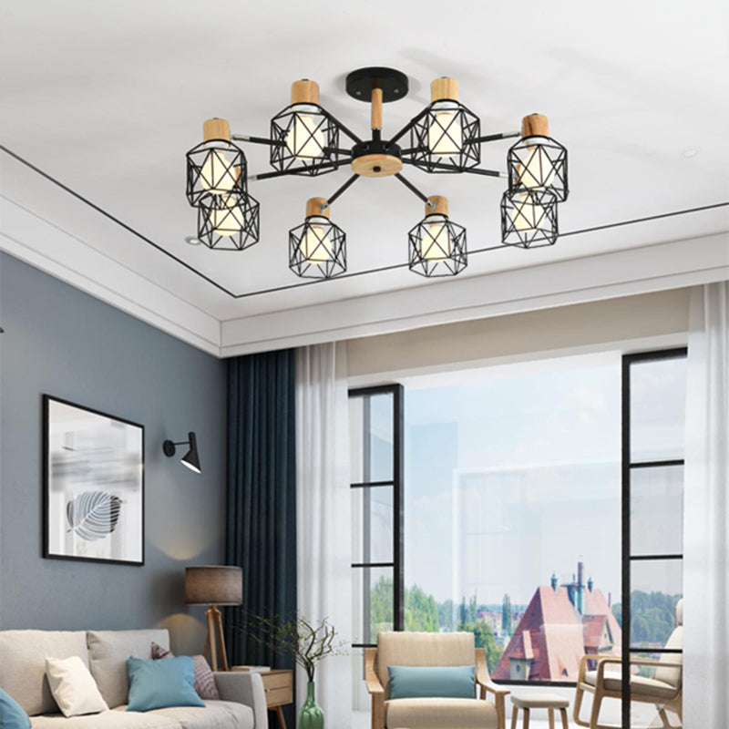 Käfigleuchter hungern hell einfacher Stil Holzdecke Anhänger Licht für Wohnzimmer