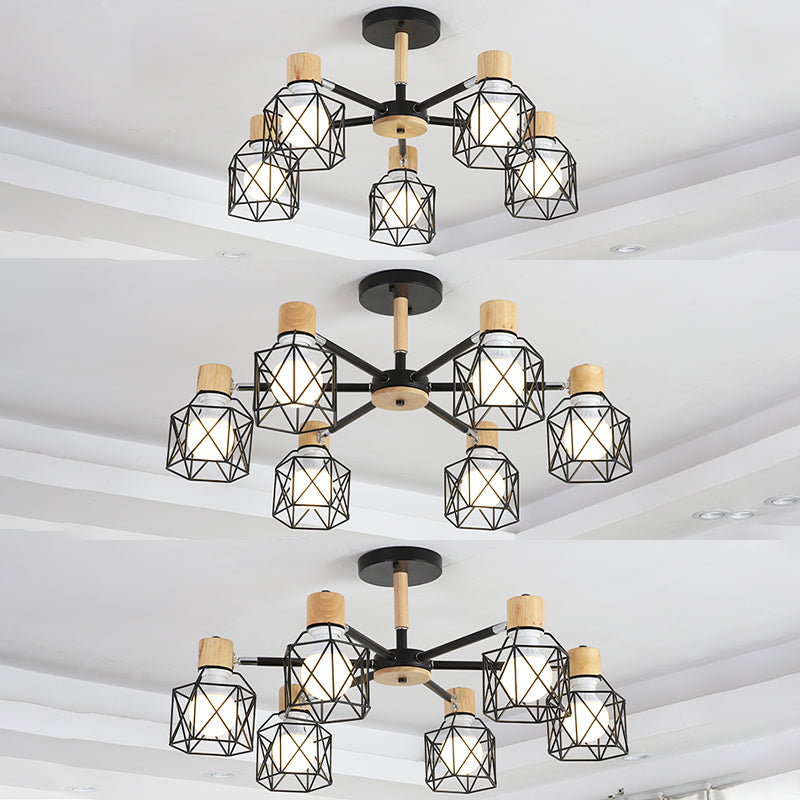Käfigleuchter hungern hell einfacher Stil Holzdecke Anhänger Licht für Wohnzimmer