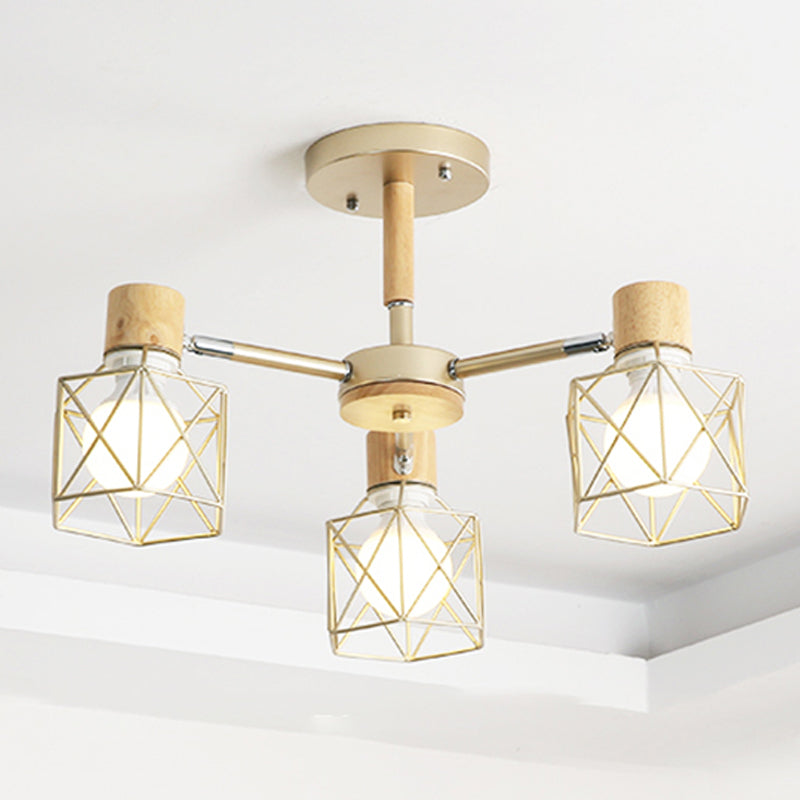 Käfigleuchter hungern hell einfacher Stil Holzdecke Anhänger Licht für Wohnzimmer