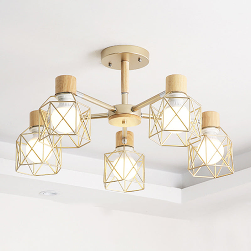 Käfigleuchter hungern hell einfacher Stil Holzdecke Anhänger Licht für Wohnzimmer