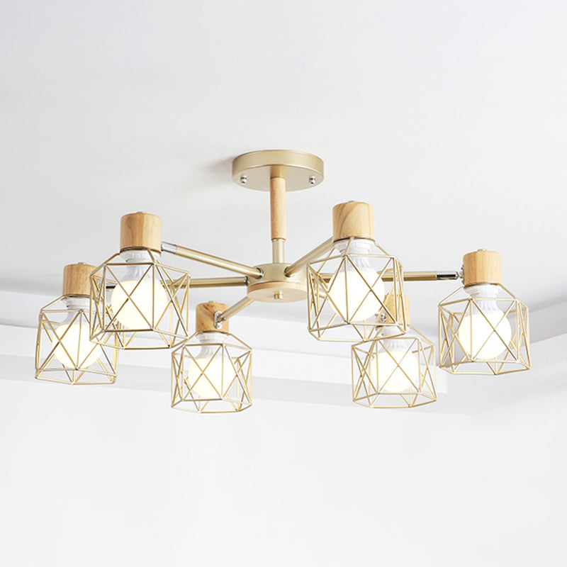 Käfigleuchter hungern hell einfacher Stil Holzdecke Anhänger Licht für Wohnzimmer