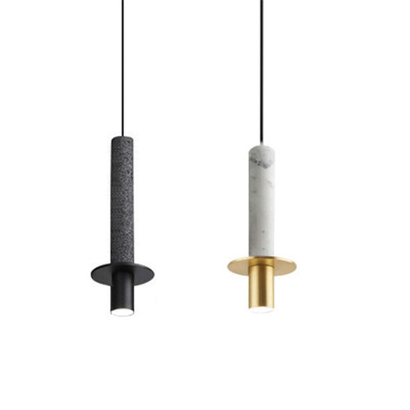 Style de minimalisme LED Hanging Light 1 Tube léger en pierre Suspension Lampe pour le bar de cuisine
