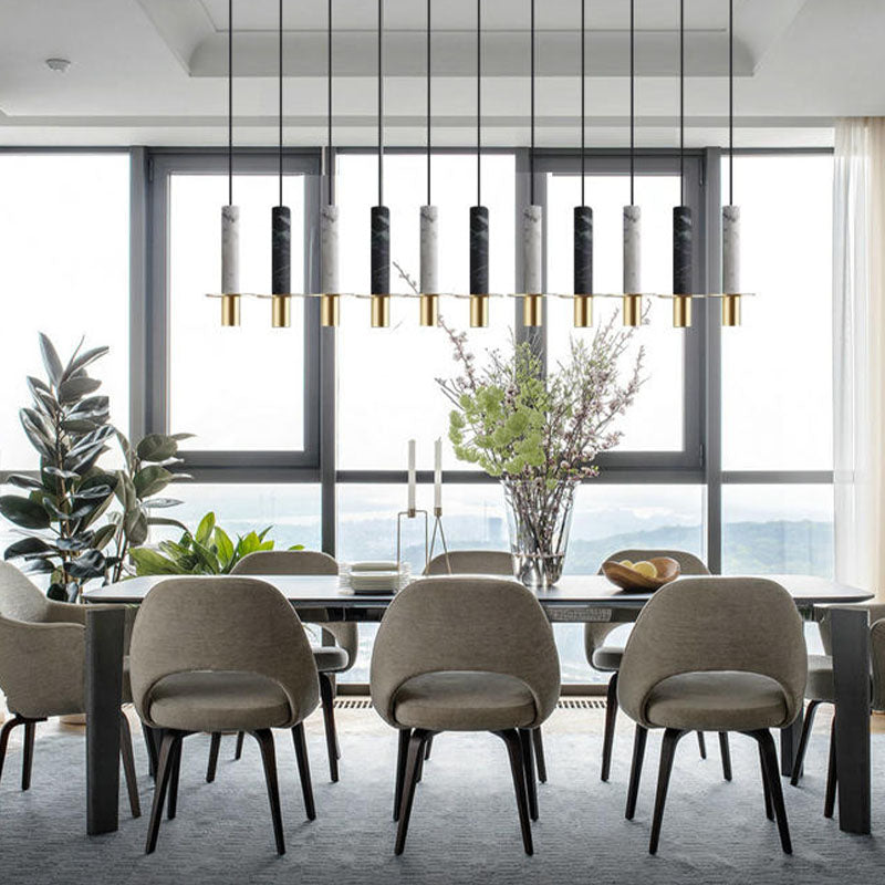 Style de minimalisme LED Hanging Light 1 Tube léger en pierre Suspension Lampe pour le bar de cuisine