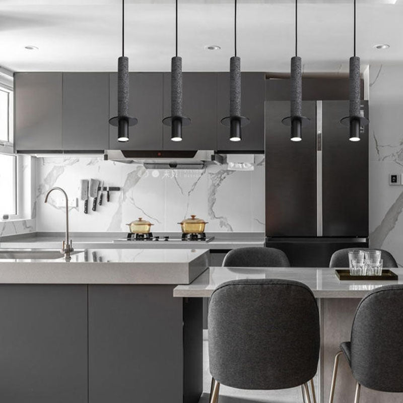 Style de minimalisme LED Hanging Light 1 Tube léger en pierre Suspension Lampe pour le bar de cuisine