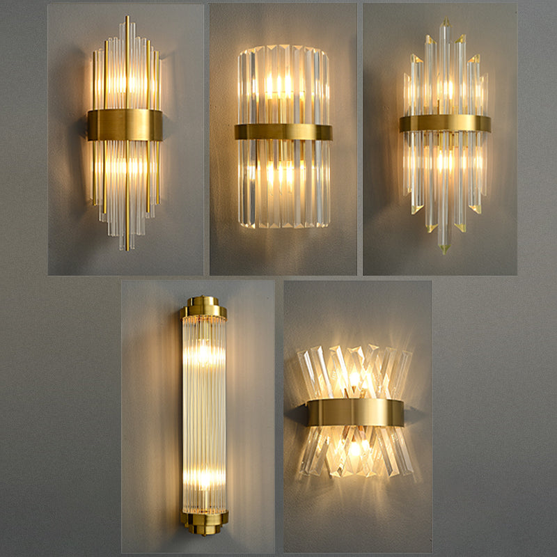5 Styles for Optional Crystal Wall Sconce in Gold Postmodern Indoor Sconce Light