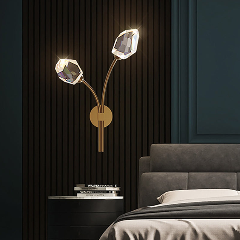 Simplicity Metal Wall Sconce with Clear Crystal Shade Postmodern Sconce Light Fixture