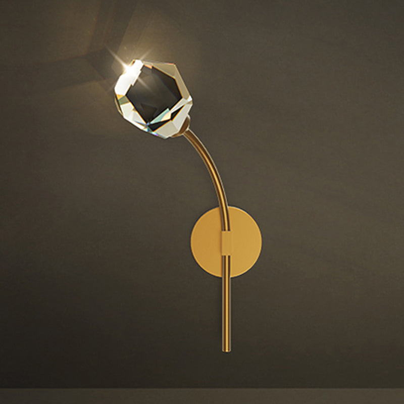 Simplicity Metal Wall Sconce with Clear Crystal Shade Postmodern Sconce Light Fixture