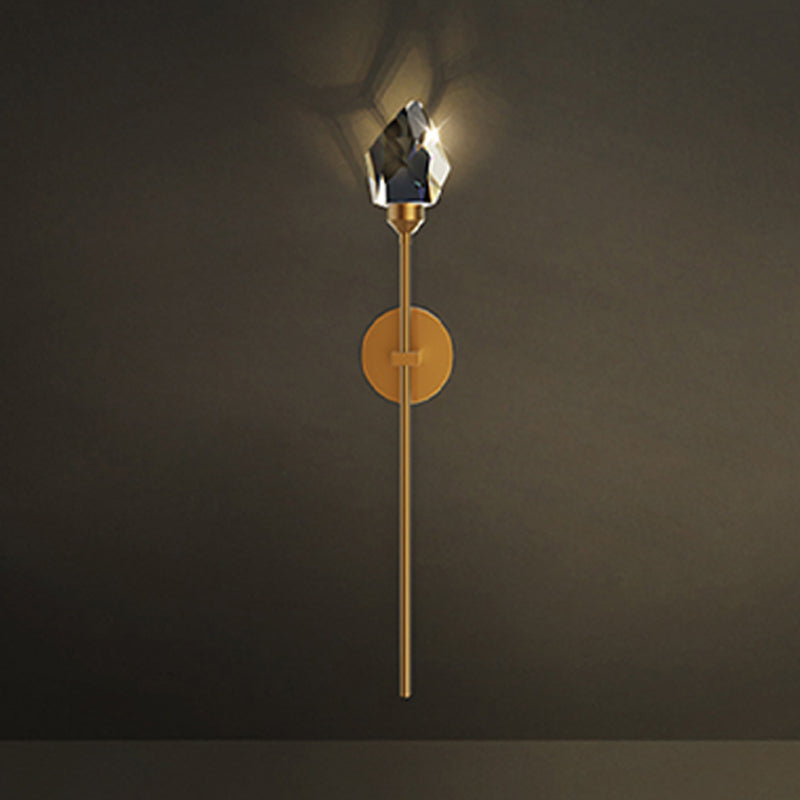 Simplicity Metal Wall Sconce with Clear Crystal Shade Postmodern Sconce Light Fixture