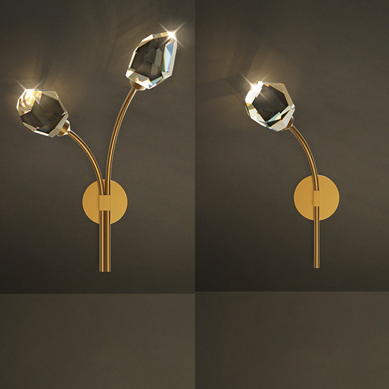 Simplicity Metal Wall Sconce with Clear Crystal Shade Postmodern Sconce Light Fixture