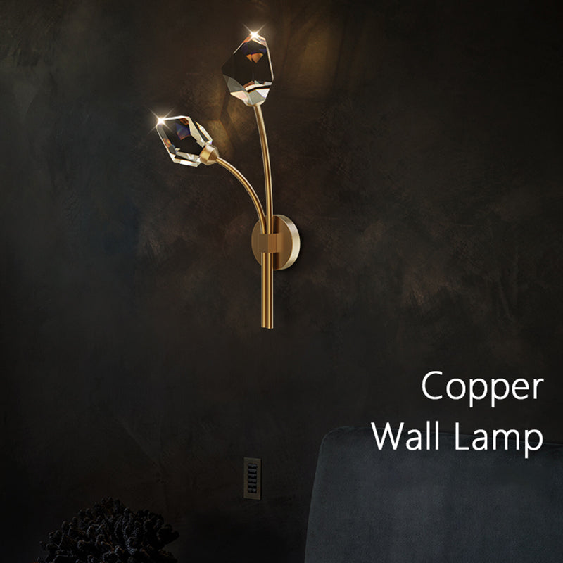 Simplicity Metal Wall Sconce with Clear Crystal Shade Postmodern Sconce Light Fixture