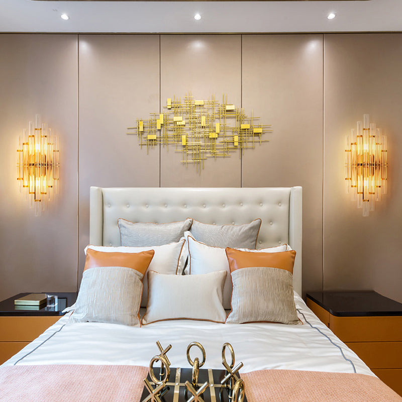 Simplicidad Luz de luz Spline con lámpara de pared posmoderna de sombra de cristal transparente