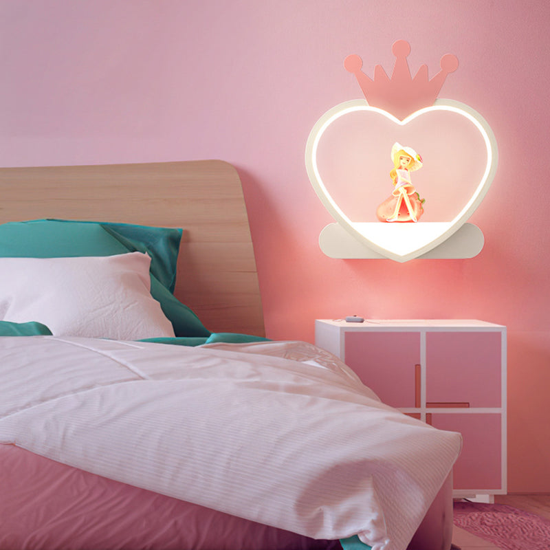 Nordic Style Heart Wall Mount Lighting Acrylic Wall Mounted Light Fixture for Bedroom