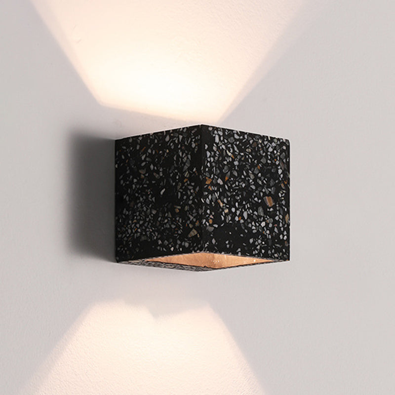 Lampada a monte a parete quadrata in pietra Lampada di applique in stile nordico per camera da letto