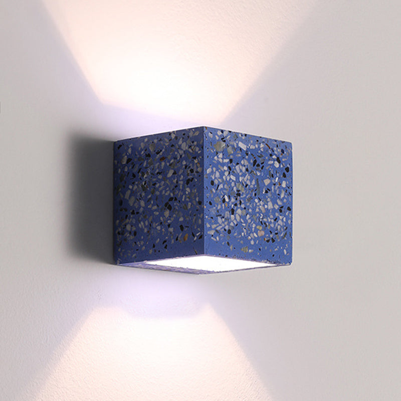 Lampada a monte a parete quadrata in pietra Lampada di applique in stile nordico per camera da letto