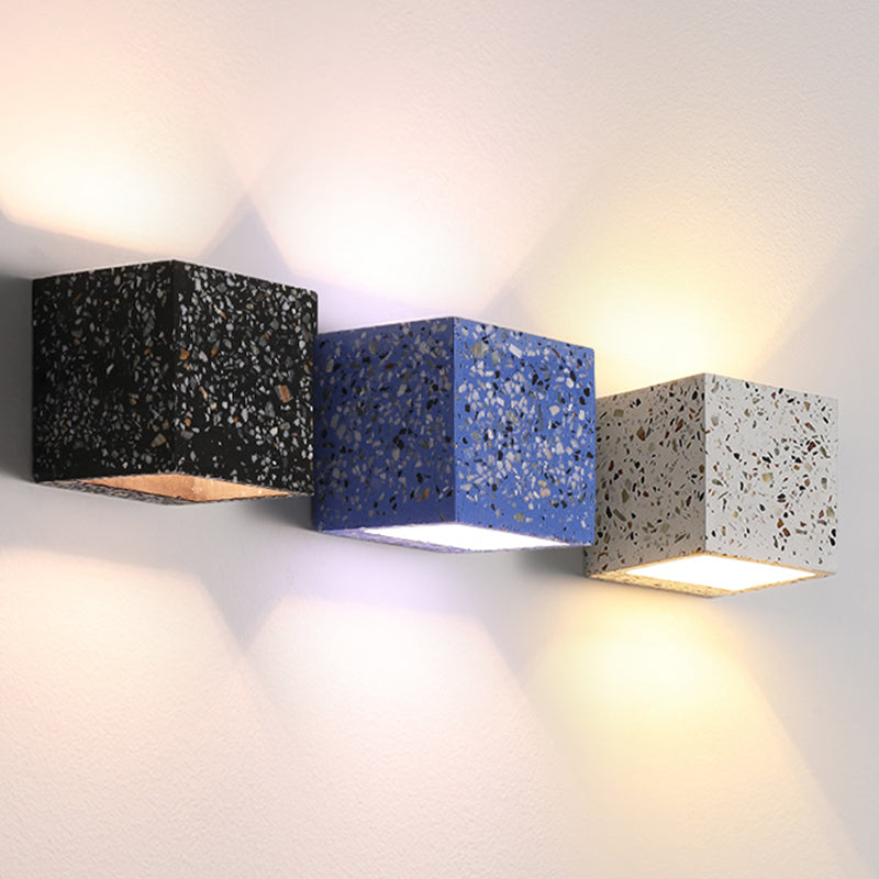 Lampada a monte a parete quadrata in pietra Lampada di applique in stile nordico per camera da letto