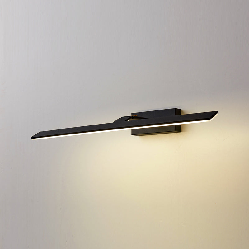 Minimalistische wandgemonteerde ijdelheidslichten met verstelbare arm over spiegel voor badkamer