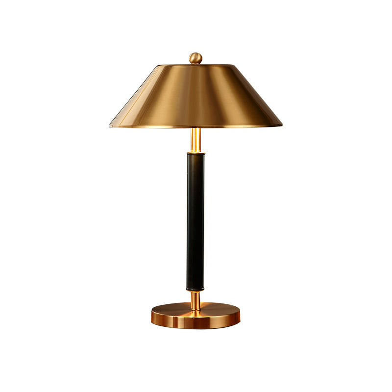 Cone Shaped Night Table Lamp Minimalist Style Metal Bedroom Table Light in Black