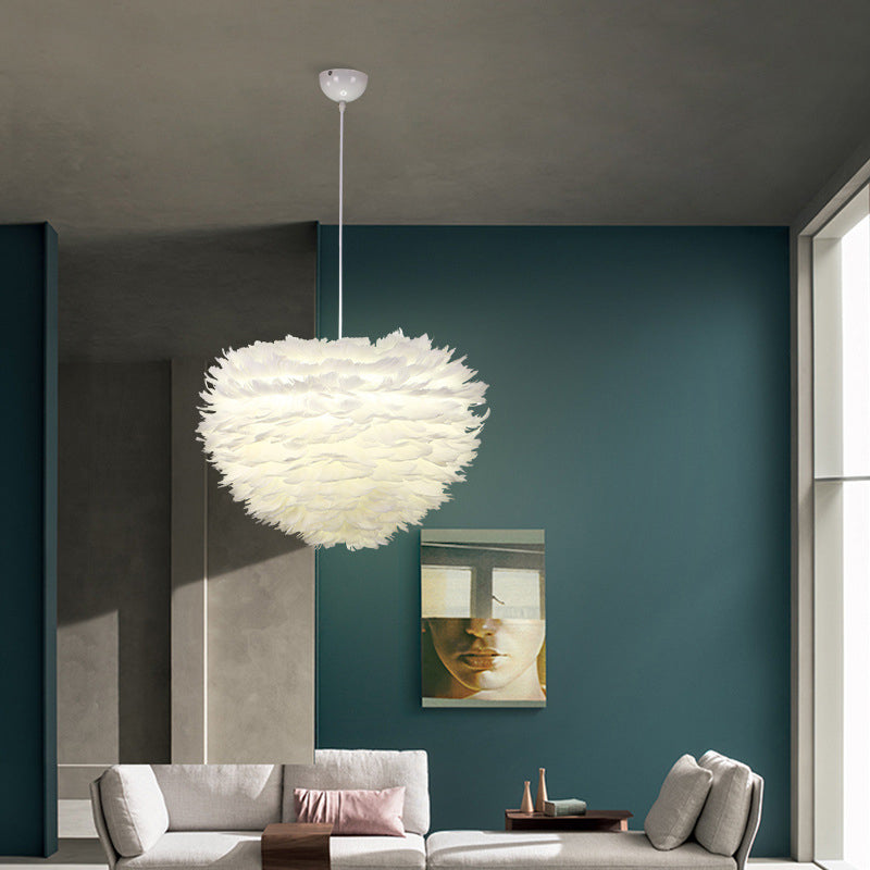Lámpara de lámpara esférica lámpara moderna simplicidad de plumas de tono colgante para restaurante para restaurante