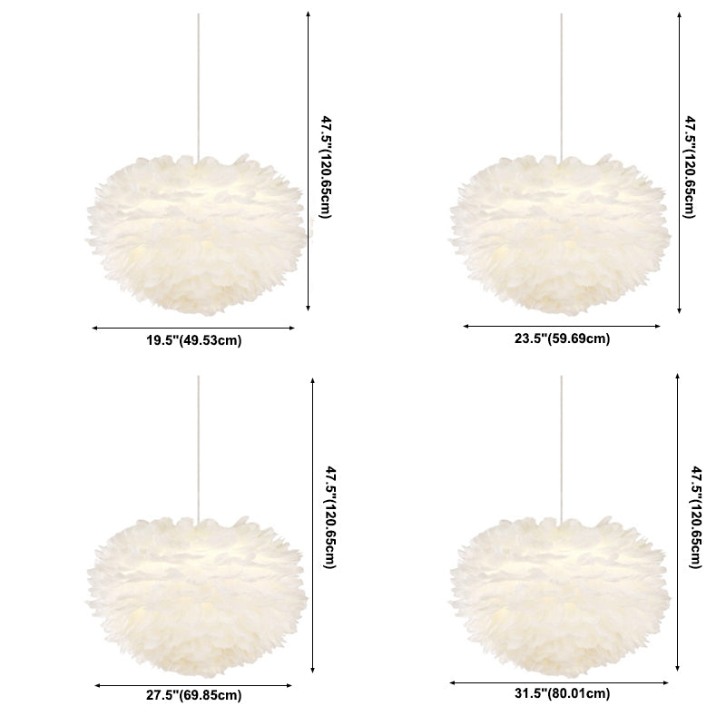 Lámpara de lámpara esférica lámpara moderna simplicidad de plumas de tono colgante para restaurante para restaurante