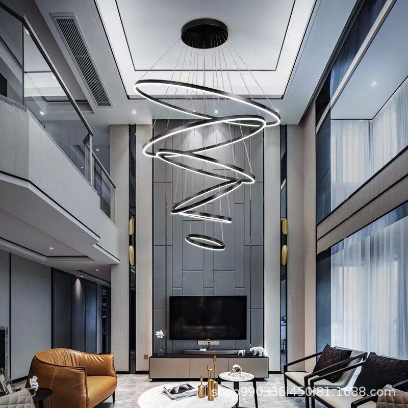 Fissature del lampadario multi-testa anello moderno lampadario appeso con ombra acrilica bianca