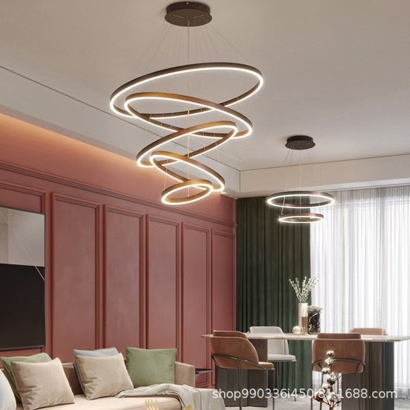 Fissature del lampadario multi-testa anello moderno lampadario appeso con ombra acrilica bianca