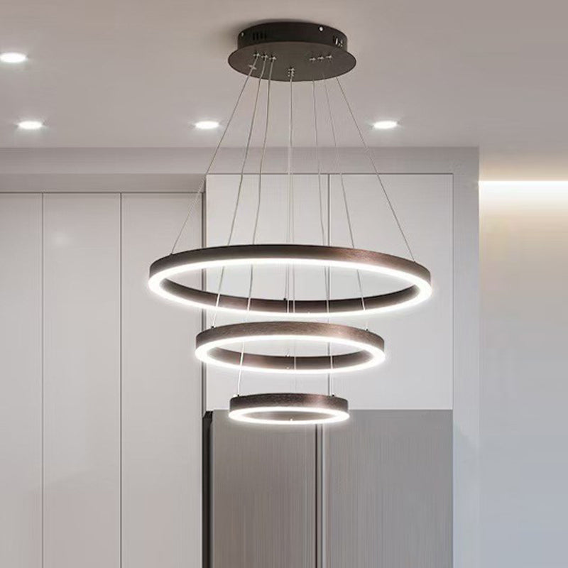 Multi-Head Chandelier Lighting Fixtures Modern Ring Hanging Chandelier with White Acrylic Shade