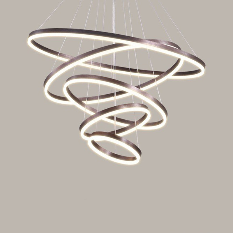 Fissature del lampadario multi-testa anello moderno lampadario appeso con ombra acrilica bianca