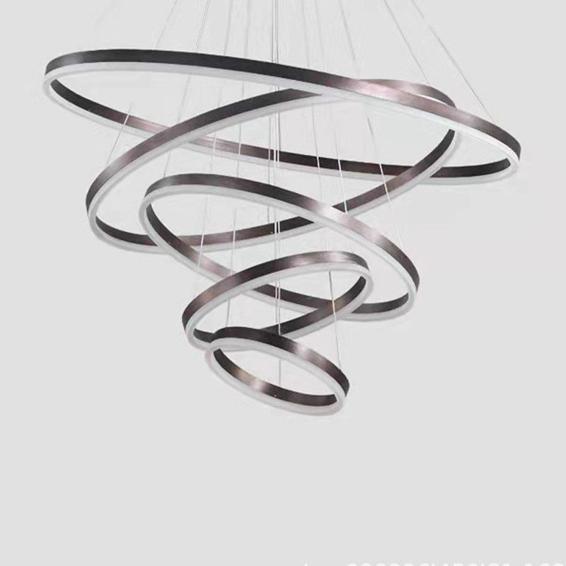 Fissature del lampadario multi-testa anello moderno lampadario appeso con ombra acrilica bianca