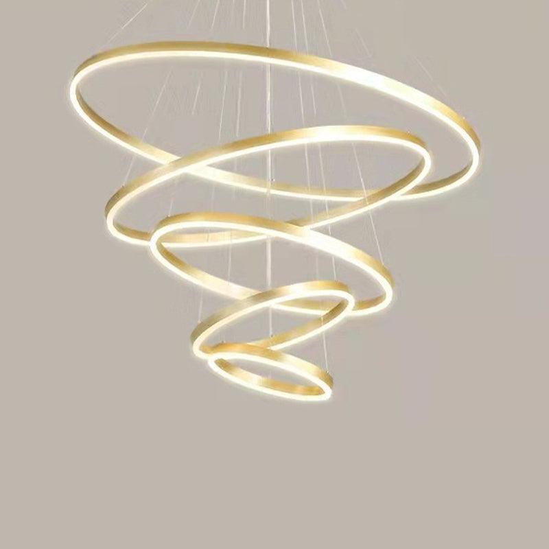 Fissature del lampadario multi-testa anello moderno lampadario appeso con ombra acrilica bianca