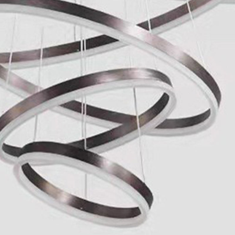 Fissature del lampadario multi-testa anello moderno lampadario appeso con ombra acrilica bianca