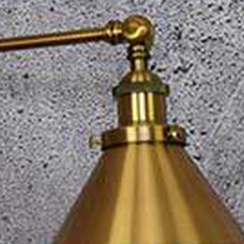 Gold Finish Adjustable Arm Wall Light Simple Industrial Metal 1 Light Wall Sconce for Bedroom