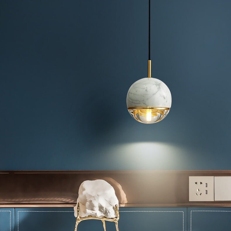 Contemporary Simple One-blub Marble Pendant Light for Bedroom Dinning Room