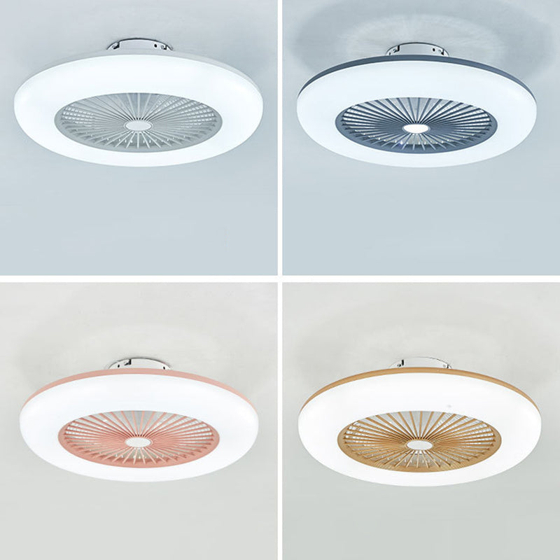 Kreisförmige Wohnheimzimmer LED Deckenlüfter Beleuchtung Metallmakaron unsichtbarer Blüterhalterung