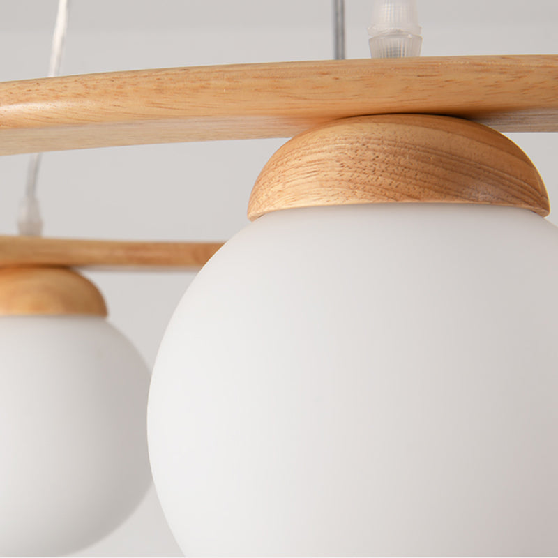 Moderne verstellbare hölzerne Kronleuchterdecke Hängeleuchte mit Glasschatten