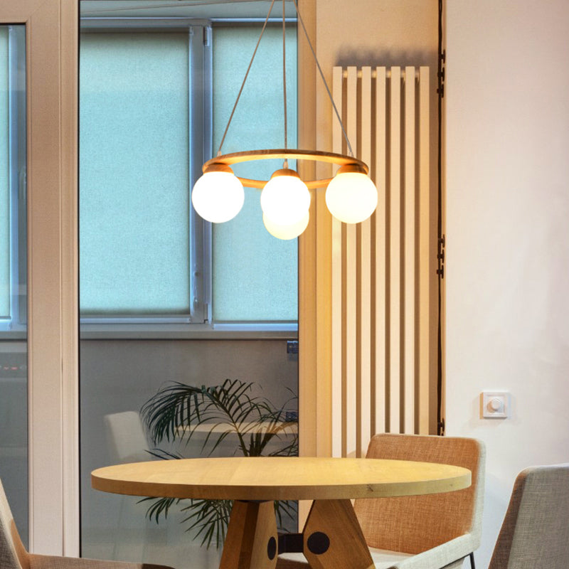 Moderne verstellbare hölzerne Kronleuchterdecke Hängeleuchte mit Glasschatten