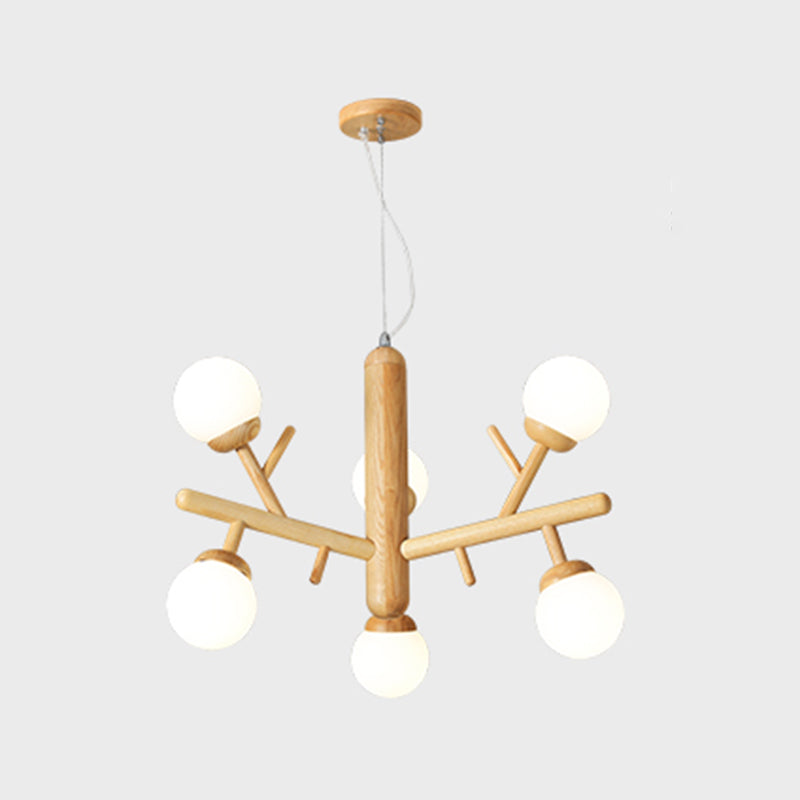 Hölzerne Kronleuchter Decke Hängende Leuchte mit Glasschatten für Schlafzimmer