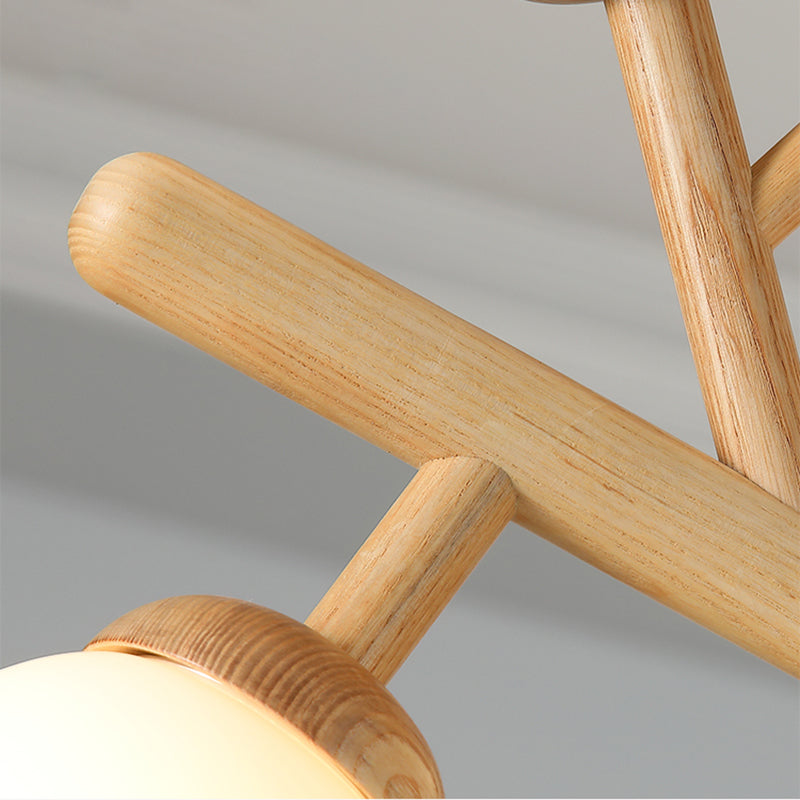 Hölzerne Kronleuchter Decke Hängende Leuchte mit Glasschatten für Schlafzimmer