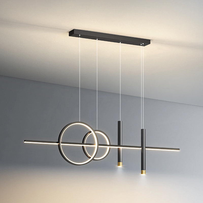 Linear Island Pendant Light Modern Style LED Metal Island Ceiling Light for Dinning Room