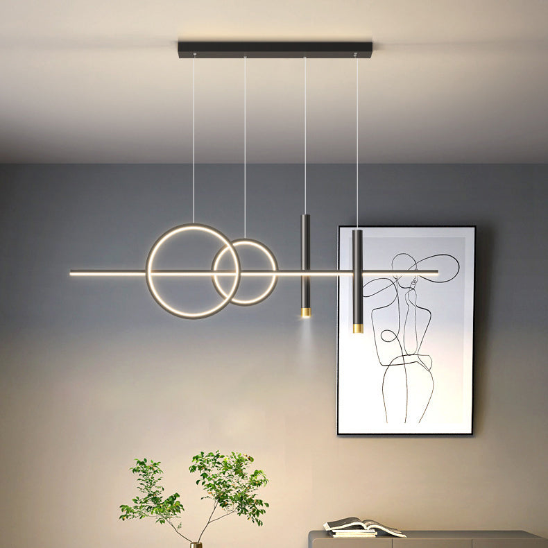 Linear Island Pendant Light Modern Style LED Metal Island Ceiling Light for Dinning Room