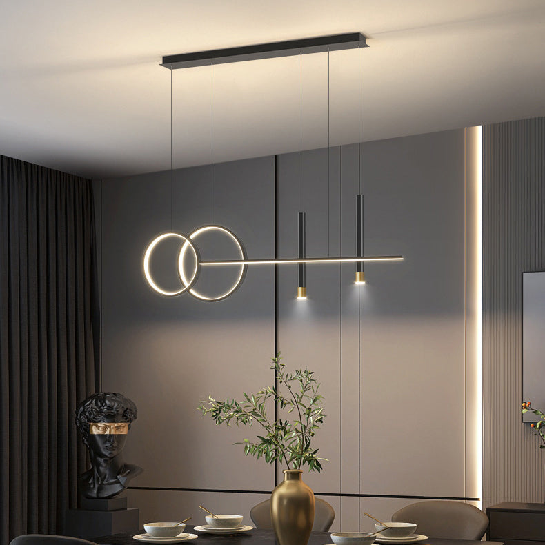 Linear Island Pendant Light Modern Style LED Metal Island Ceiling Light for Dinning Room