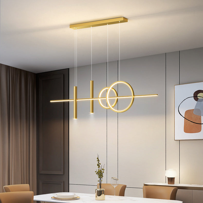 Linear Island Pendant Light Modern Style LED Metal Island Ceiling Light for Dinning Room