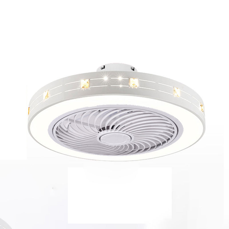 Weiß ausgehöhlter Deckenventilator Nordic Metal LED Runde Halbblüzlicht für Schlafzimmer