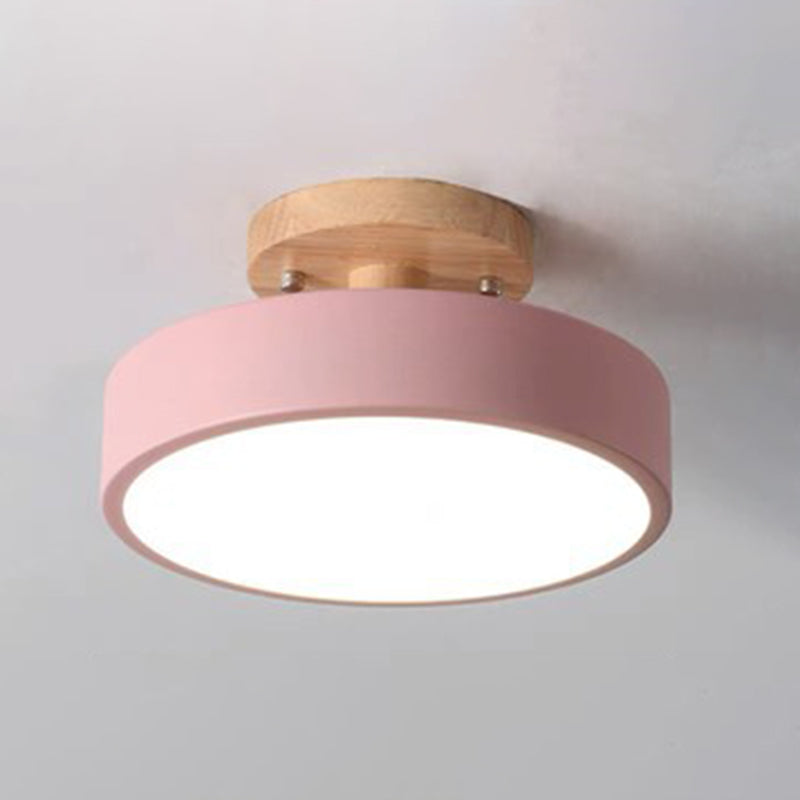 Luminaire rond Semi-encastré en acrylique Macaron, lustre à montage au plafond pour chambre à coucher