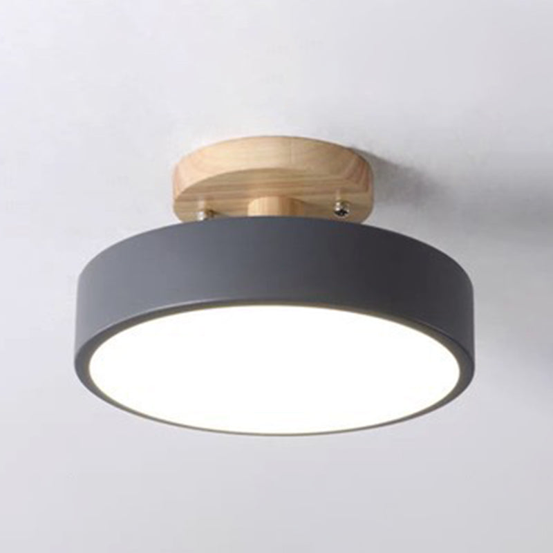 Luminaire rond Semi-encastré en acrylique Macaron, lustre à montage au plafond pour chambre à coucher