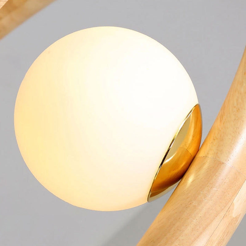 Zeitgenössische Bauernhaus Holzlampe Decke hängende Licht mit Glasschatten