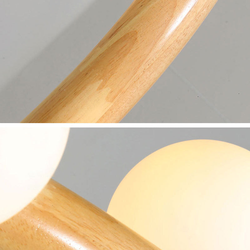 Zeitgenössische Bauernhaus Holzlampe Decke hängende Licht mit Glasschatten